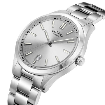 Rotary Oxford Stainless Steel Dial 40mm Calendar Silver Lume Batons Men's Watch | GB05520/06